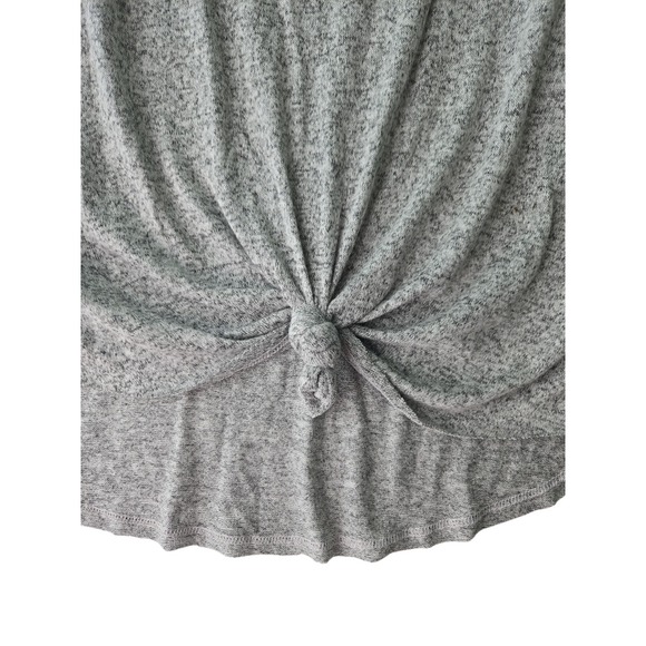 SO Lounge Life Womens Top Medium Gray Knit Long Sleeve Tie Front Casual - Picture 2 of 10